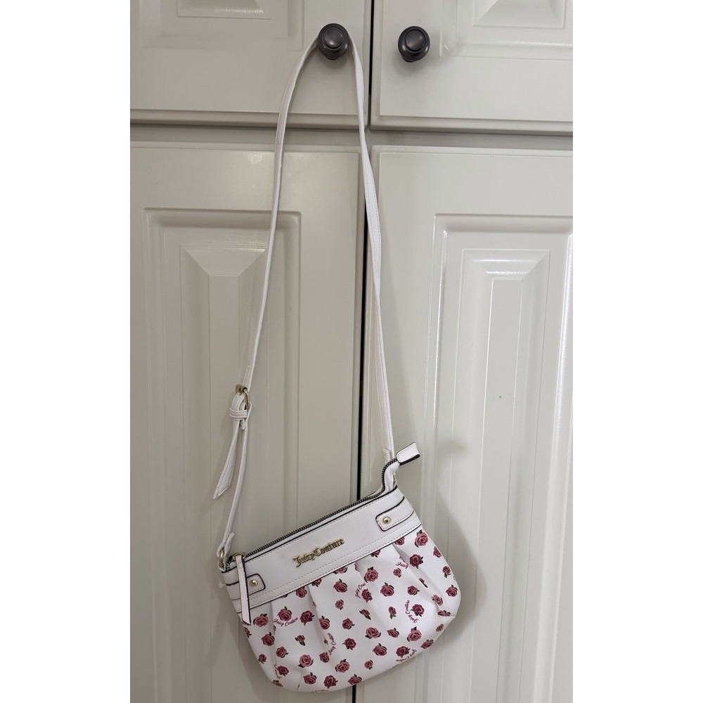 Juicy Couture Rose Print Shoulder Bag White Y2K Coquette Mini Purse NWOT